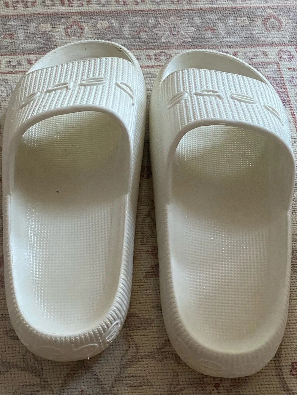 Bebe white sandal slides . They say size 9, but they are more like a 10 1/2..